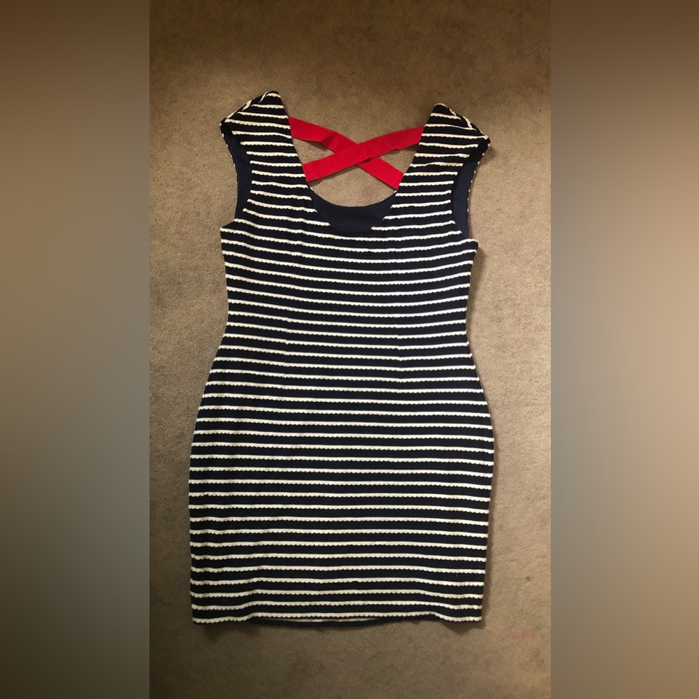 Women’s Guess Navy and White Striped Dress Size 14 Large
